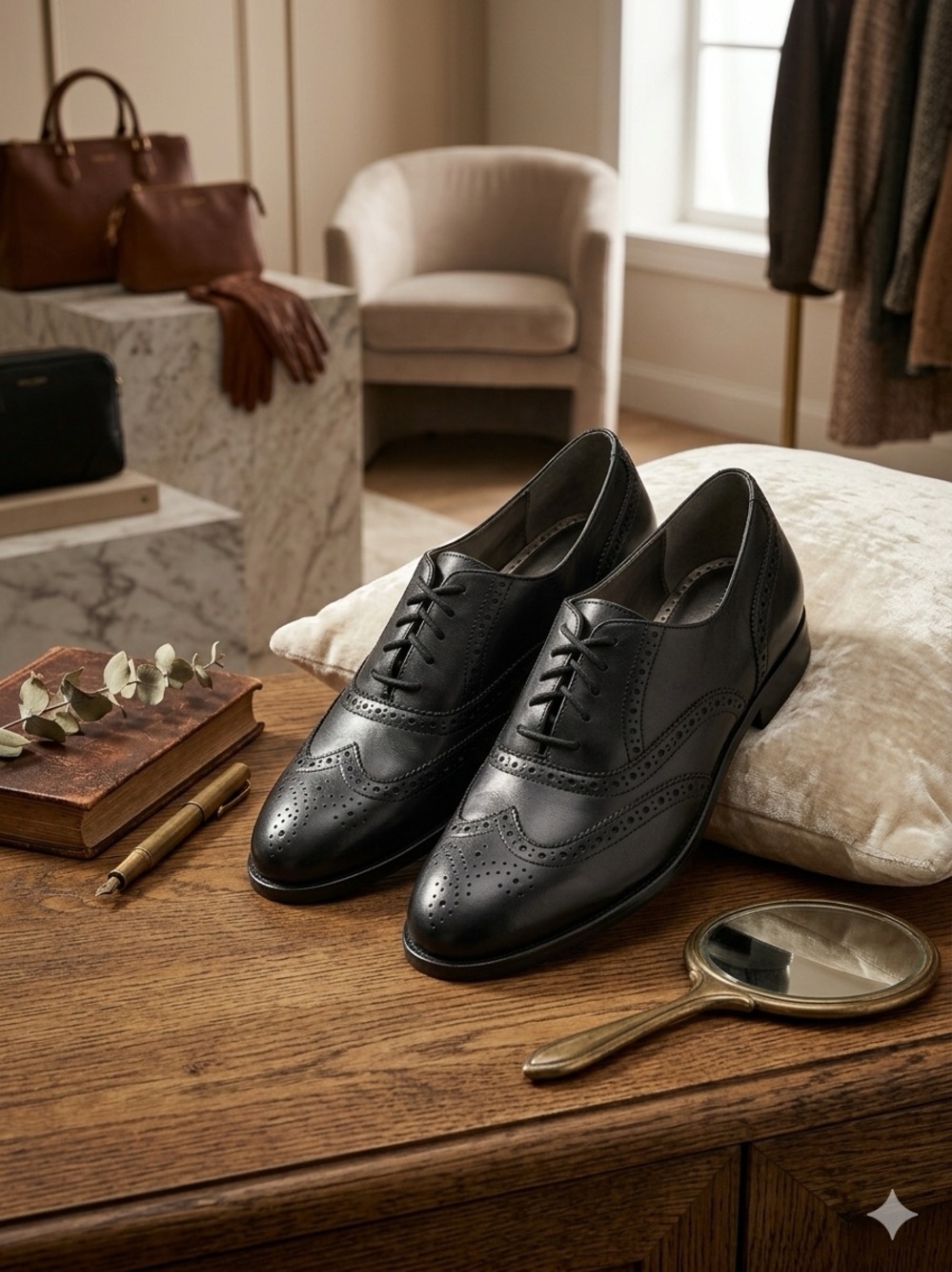 Marc Fisher Black Brogue Oxford Flats Vintage Academia Style - Sz 7.5